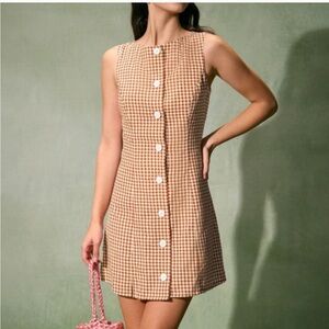 Rihoas boat neck button mini dress